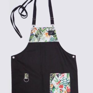 Black apron with floral details Ι