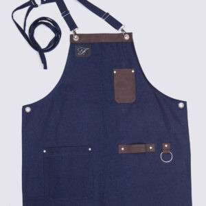 Blue jeans apron with leather details