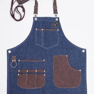 Blue jeans apron with leather details II