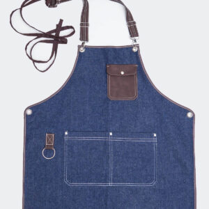 Blue jeans apron with leather details III