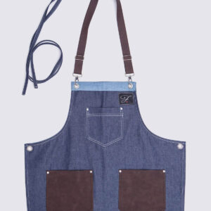 Blue jean apron with leather details VI