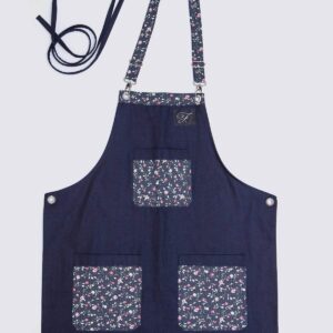 Blue jean apron with floral details