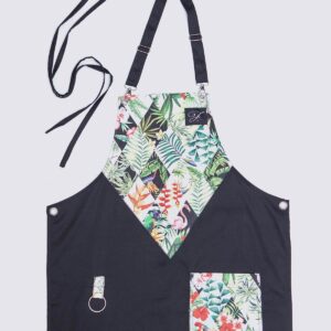 Black apron with floral details ΙΙ