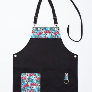 Skulls and Flowers Black II Apron