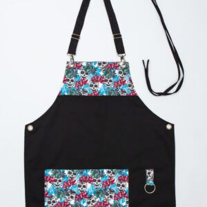 Skulls and Flowers Black I Apron