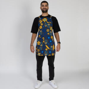 Yellow-Navy skulls apron